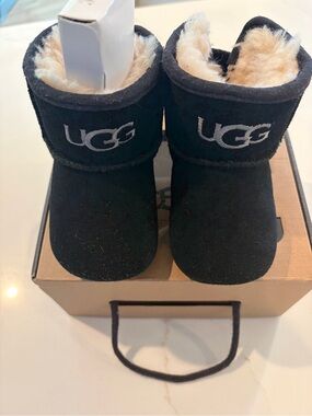 UGG Kids Black Shearling-Lined Slip-On Booties